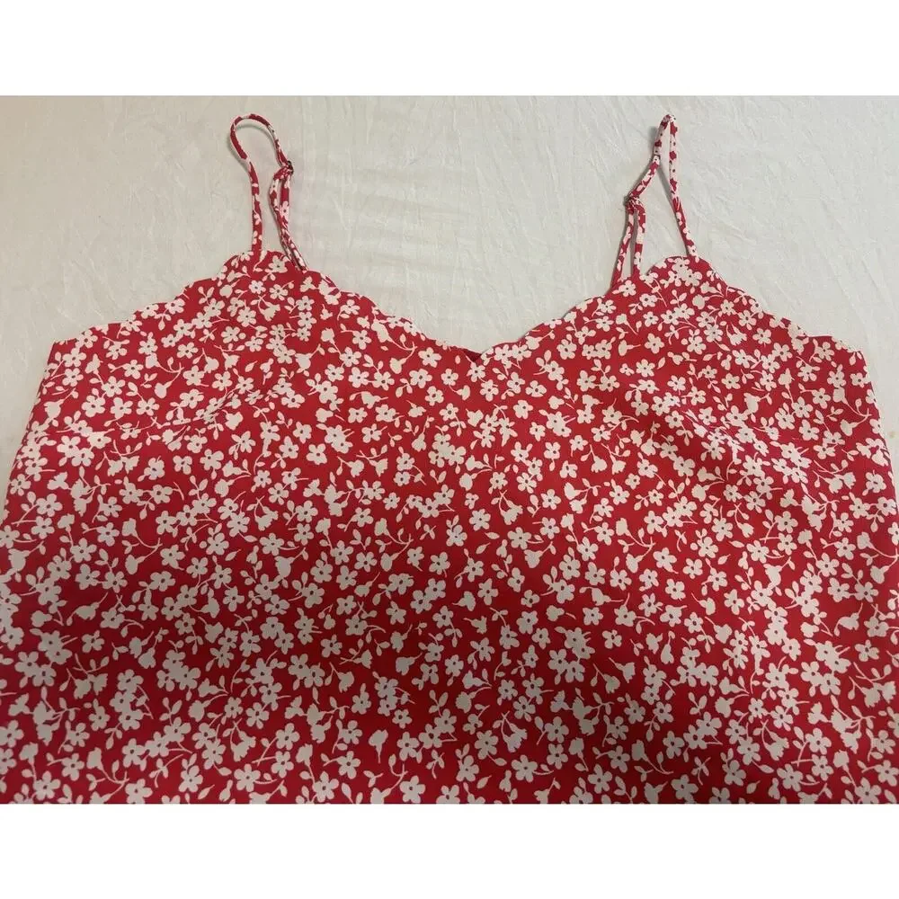 J.Crew Floral Print Scalloped Cami Tank Top Cottage Prairie Girly Women's Size 6